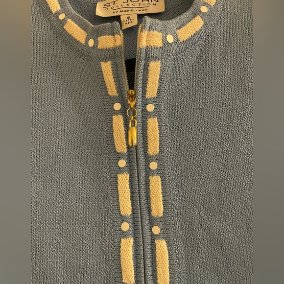 St. John Blue and white classic old money Two-Piece maxi knit Skirt Suit size 6 - Picture 4 of 15